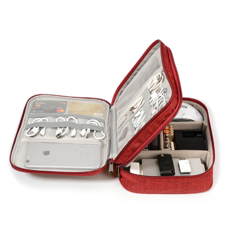 LuxFyre 3-Layer Tech Organizer in Red