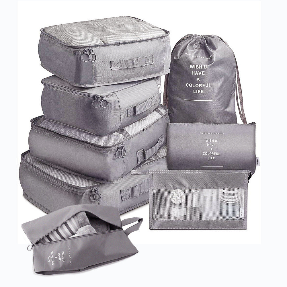 LuxFyre 8-Piece Packing Cube Set in Grey