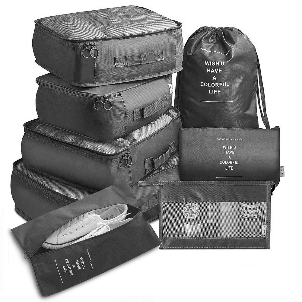 LuxFyre 8-Piece Packing Cube Set in Black