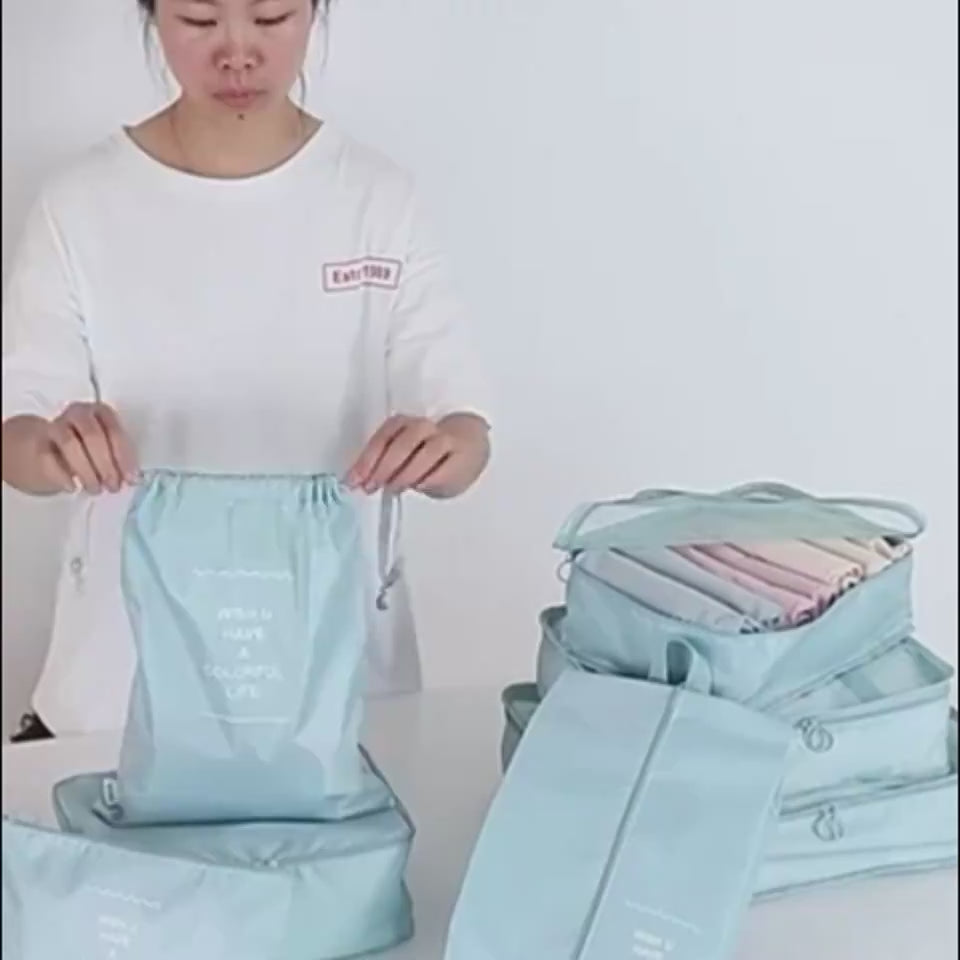 Video showing LuxFyre 8-Piece Packing Cube Set